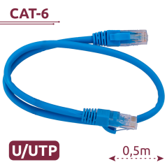 UTP6-H-05B - Cavo UTP - Ethernet - Connettori RJ45 - Categoria 6 - 0,5 m - Colore azzurro