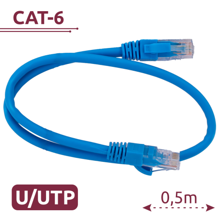 UTP6-H-05B - Cavo UTP - Ethernet - Connettori RJ45 - Categoria 6 - 0,5 m - Colore azzurro