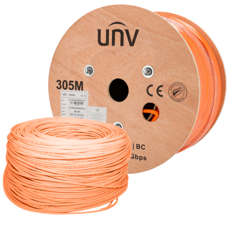 UV-FTP6A-300-BC23AWG-DCA-R-O - Uniview cavo F/FTP categoria 6A - Conduttore OFC,100% rame - Diametro 23 AWG-0,57mm - Certificato