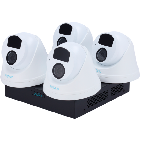UV-KIT118-T42POE - Kit di videosorveglianza Uniarch - NVR 8CH PoE - 4 Telecamere Turret IP67 - 2 MP | 2.8 mm | IR 30 m - Spazio