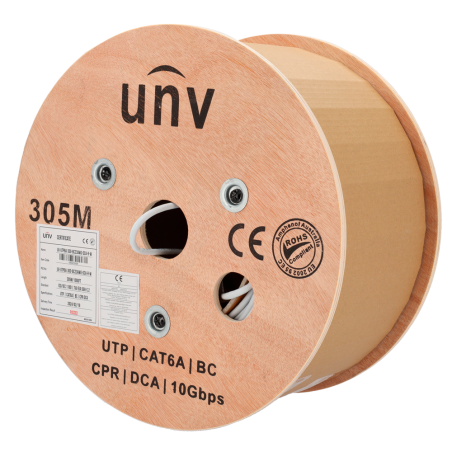 UV-UTP6A-300-BC23AWG-DCA-R-W - Uniview cavo UTP Categoria 6A - Conduttore OFC,100% rame - Diametro 23 AWG-0,55mm - Certificato C