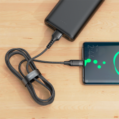 VG-AC03 - Veger - Cavo USB 2.0 per portatili - Da USB-A a USB-C - Guaina in metallo, Nylon intrecciato - Lunghezza 1.2m - Ricari