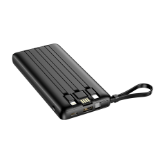 VG-W1116 - VEGER Power bank con display LCD - Capacità 10000mAh - Ingressi USB-C, Cavo USB-A - Uscite USB-C USB-A e cavi integra