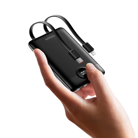 VG-W1170 - VEGER Power bank con display LCD - Capacità 10000mAh - Ingressi Lightning, USB-C, Cavo USB-C - Uscite USB-A, USB-C e