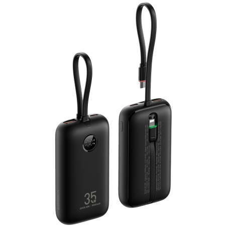 VG-W1188 - VEGER Power bank con display LCD - Capacità 10000mAh - Ingressi USB-C, Cavo USB-C - Uscite USB-C, USB-A e cavi integr