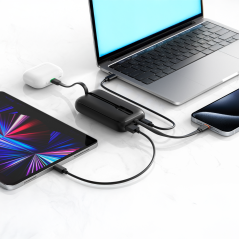 VG-W1188 - VEGER Power bank con display LCD - Capacità 10000mAh - Ingressi USB-C, Cavo USB-C - Uscite USB-C, USB-A e cavi integr