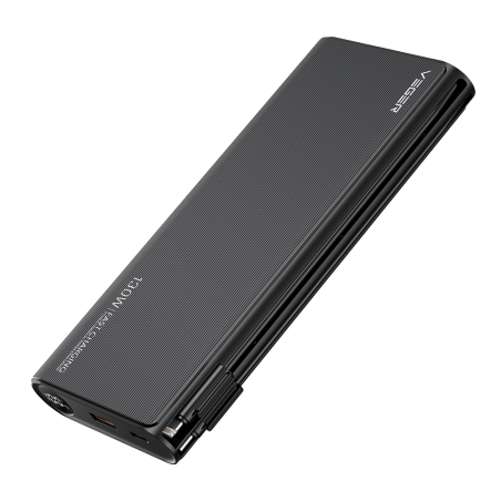 VG-W2503-T130 - VEGER Power bank con display LCD - Capacità 25000mAh - Ingressi USB-C e Cavi integrati - Uscite USB-C, USB-A e C