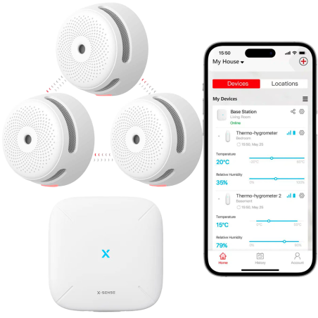 XS01-M - Mini rilevatore di fumo standalone X-Sense - Connessione all'HUB SBS50 per la comunicazione tramite APP - Consente di c