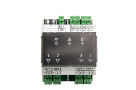 XTL-49841000 - XTRALIS-Modulo ethernet Poe I/O master - 4 entrate monitorate - 4 uscita relay - 3 indicadori led - Montaggio su