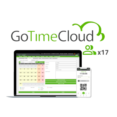 ZK-GOTIMECLOUD-17 - Licenza Cloud di rilevazione presenze - 17 utenti / 17 APP incluse - Monitoraggio da remoto con localizzazio