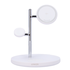 ANK-PADWCHARGER-3-IN-1-W - Caricabatterie wireless Anker 3 in 1 - Tecnologia MagGo - Ricarica veloce: iPhone, Airpods, Apple Wat