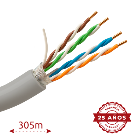 FTP5E-300 - Cavo FTP - Categoria 5E - Bobina da 305 metri - Cover grigia - Diametro 5.5 mm - Compatibile con Balun