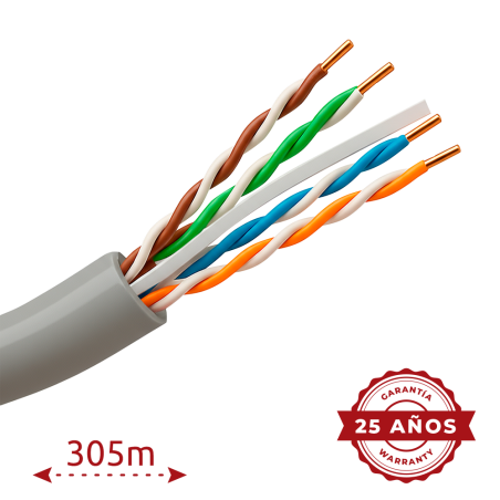 UTP6E-300 - Cavo UTP Safire - Categoria 6 - Bobina da 305 metri - Diametro 5.5 mm - Compatibile con Balun - Conduttore OFC, pure
