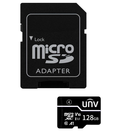 UV-TF-128G-T-C - Scheda microSD con adattatore Uniview - Capacità 128 GB - Classe 10 | Velocità R/W: 75/35 MB/s - Cicli E/P: fin