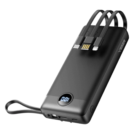 VG-W2059 - Veger Power Bank - Capacidad 20000mAh - Entradas USB-C y Cable USB-A - Salidas USB-A y cables incluidos - Cables incl
