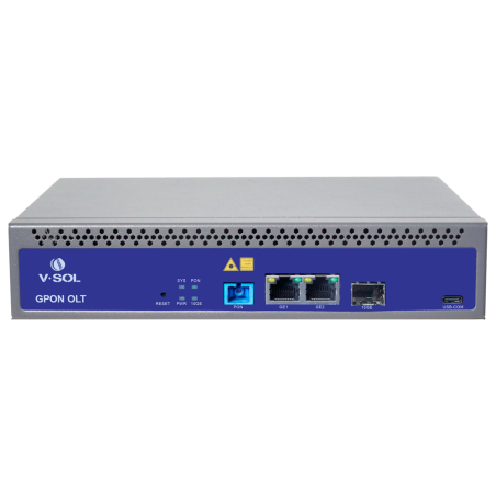 VSOL-V1600GS-F - V-SOL Single Pon Gpon OLT - 2 Porte RJ45 10/100/1000 Mbps + 1 Porta SFP+ 1/10Gigabit - Fino a 128 ONT per dispo