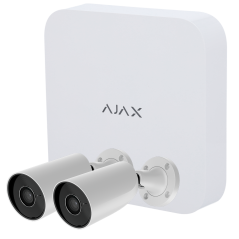 AJ-NVRKIT108-2XBULLET-W - Kit di videosorveglianza Ajax - Videoregistratore Ajax da 8 canali - 2 telecamere bullet da 5 Mpx Ajax