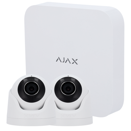 AJ-NVRKIT108-2XTURRET-W - Kit di videosorveglianza Ajax - Videoregistratore Ajax da 8 canali - 2 telecamere turret da 5 Mpx Ajax