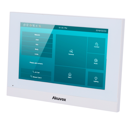 AK-C313W-LP-2-WHITE - Monitor Linux per videocitofono - Schermo TFT di 7" - Audio bidirezionale Crystal Clear - 2 fili LP, WiFi,