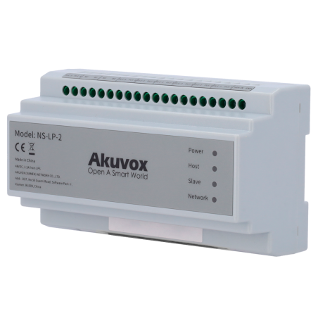 AK-NS-LP-2 - Distributore per edifici a 2 fili LP - 6 gruppi a 2 fili LP - TCP/IP con RJ45 - Alimenta dispositivi a 2 fili LP -