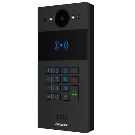 AK-R20K-BLACK - Videocitofono IP da parete - Telecamera 2 Mp | Audio bidirezionale - Apertura con scheda EM/MF, NFC e PIN | 2 re