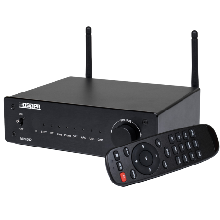 DSPPA-MINI502 - Amplificatore audio - 2 x 50W - Doppia connessione Bluetooth - Riproduzione USB - Impostazioni per l'equalizzazi