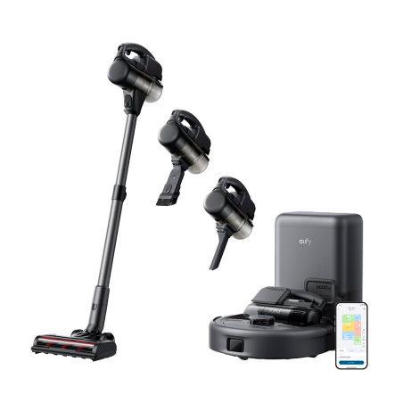 EUFY-CLEAN-ROBOVAC-E20 - Robot Aspirapolvere Eufy E20 3-en-1 - Potenza massima di 30.000 Pa - Base con svuotamento automatico - 