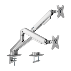 LDT63-C024-SILVER - Supporto per doppio monitor - Installazione a tavolo - Carico massimo 9 Kg/braccio - Inclinazione -55º +55º 