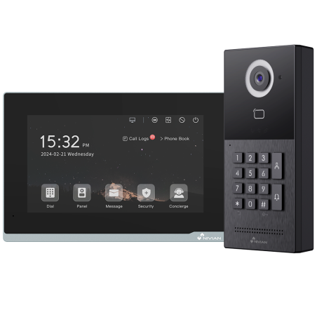 NVS-VIDEOINTERCOM-2W-KPAD - Kit Videocitofonico Nivian a 2 fili con tastiera - Postazione esterna 2 fili + Monitor WiFi - Postaz