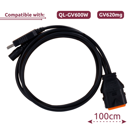 QL-GV600W-UK - Cavo di configurazione - Compatibile con QL-GV600W &amp GV620mg - Lunghezza 100cm - Alimentatore 12V DC 1A