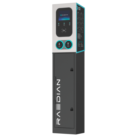 RD-GEMINI-22-M1-P0+RD-GEMINI-POLE - Colonnina di ricarica a doppia presa con piedistallo incluso - Potenza 2x22kW / 32A / Trifas
