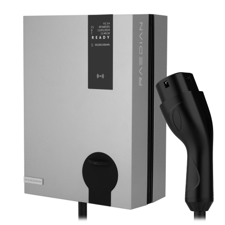 RD-NEO-11-C5-SILVER - Colonnina di ricarica per veicoli elettrici - Potenza 11kW / 16A / Trifase - Connettore tipo 2 - Protezion