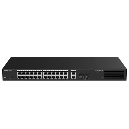 RG-ES228GS-LP - Reyee Switch PoE Cloud Managed - 24 PoE 802.3af/at + 2 SFP + 2 uplink RJ45 - 26 RJ45 10/100/1000Mbps + 2 SFP 10/