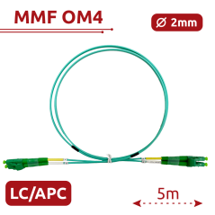 SF-LC-APC-LC-APC-OM4-DX-5M-A - Cavo di collegamento in fibra ottica - Fibra multimodale OM4 - Connettore LC APC duplex - Lunghez