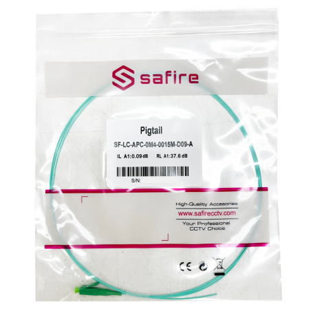 SF-LC-APC-OM4-0015M-D09-A - Pigtail in fibra ottica - Fibra multimodale OM4 - Connettore LC APC simplex - Lunghezza 1.5m - Coper