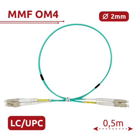 SF-LC-UPC-LC-UPC-OM4-DX-05M-A - Cavo di collegamento in fibra ottica - Fibra multimodale OM4 - Tipo di connettore LC duplex - Lu