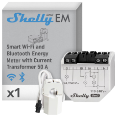 SH-EM-GEN3-50A - Shelly EM Gen3 + 50A - WiFi 2.4 GHz IEEE802.11 b/g/n - Misuratore di consumo - Supporta 110-240 V - Ideale per 