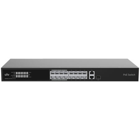 UV-NSW3000-16T1GT1GC-LPOE-IN - Uniview Switch PoE Cloud Managed Layer 2 - 16 PoE802.3af/at + 1 uplink RJ45 +1 uplink Combo - 16 