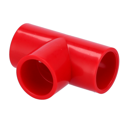 10XTP25-ABSRED - Pieza de unión en T_x000D_ - 25 mm de diámetro_x000D_ - ABS rojo_x000D_ - (10 unidades)