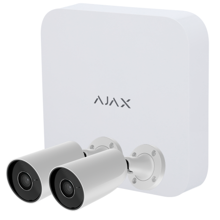 AJ-NVRKIT108-2XBULLET-W - Kit di videosorveglianza Ajax - Videoregistratore Ajax da 8 canali - 2 telecamere bullet da 5 Mpx Ajax