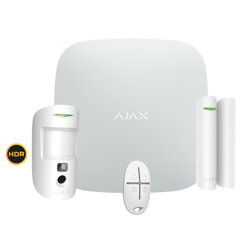AJ-STARTERKIT-CAM-HDR-W - Kit di allarme professionale - Certificato Grado 2 - Comunicazione Ethernet e doppia SIM GPRS - Senza AJ-STARTERKIT-CAM-HDR-W - Kit di allarme professionale - Certificato Grado 2 - Comunicazione Ethernet e doppia SIM GPRS - Senza