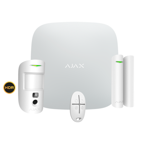 AJ-STARTERKITPLUS-CAM-HDR-W - Kit di allarme professionale - Certificato Grado 2 - Comunicazione Ethernet / Wi-Fi / dual SIM 4G