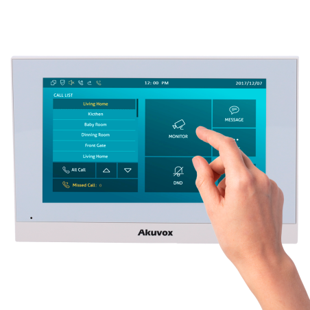 AK-C313W-LP-2-WHITE - Monitor Linux per videocitofono - Schermo TFT di 7" - Audio bidirezionale Crystal Clear - 2 fili LP, WiFi,