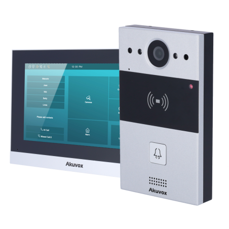 AK-KIT02-2 - Kit videocitofonico Linux - 2 fili & WiFi | Postazione esterna e monitor - Audio bidirezionale Crystal Clear - L
