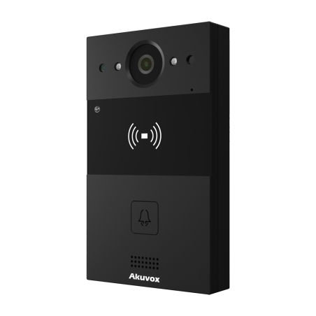AK-R20A-BLACK - Videocitofono IP da parete - Telecamera 2 Mp | Audio bidirezionale - Apertura tramite scheda EM/MF e NFC | 2 rel