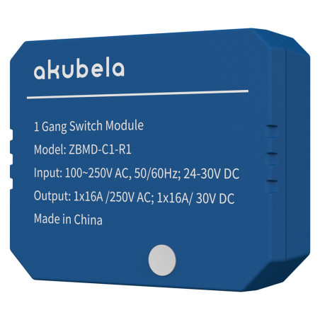 AK-ZBMD-C1-R1 - Relè intelligente da 1 linea - ZigBee 3.0 - Carico massimo 16 A - Alimentazione 100-250 AC / 24-30 DC - Timer e 