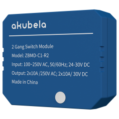 AK-ZBMD-C1-R2 - Relè intelligente da 2 linee - ZigBee 3.0 - Carico massimo 10 per linea - Alimentazione 100-250 AC / 24-30 DC - 