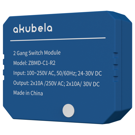 AK-ZBMD-C1-R2 - Relè intelligente da 2 linee - ZigBee 3.0 - Carico massimo 10 per linea - Alimentazione 100-250 AC / 24-30 DC - 