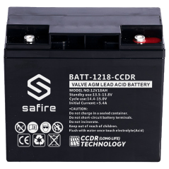 BATT-1218-CCDR - Batteria ricaricabile - Tecnologia piombo-acido AGM - CCDR - Tensione 12V - Capacità 18Ah - 167 x 77 x 182 mm /