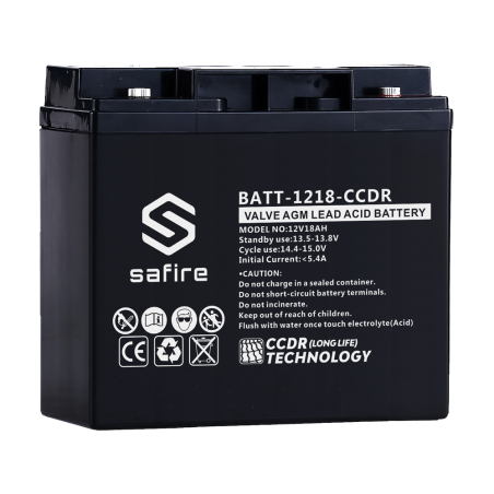 BATT-1218-CCDR - Batteria ricaricabile - Tecnologia piombo-acido AGM - CCDR - Tensione 12V - Capacità 18Ah - 167 x 77 x 182 mm /